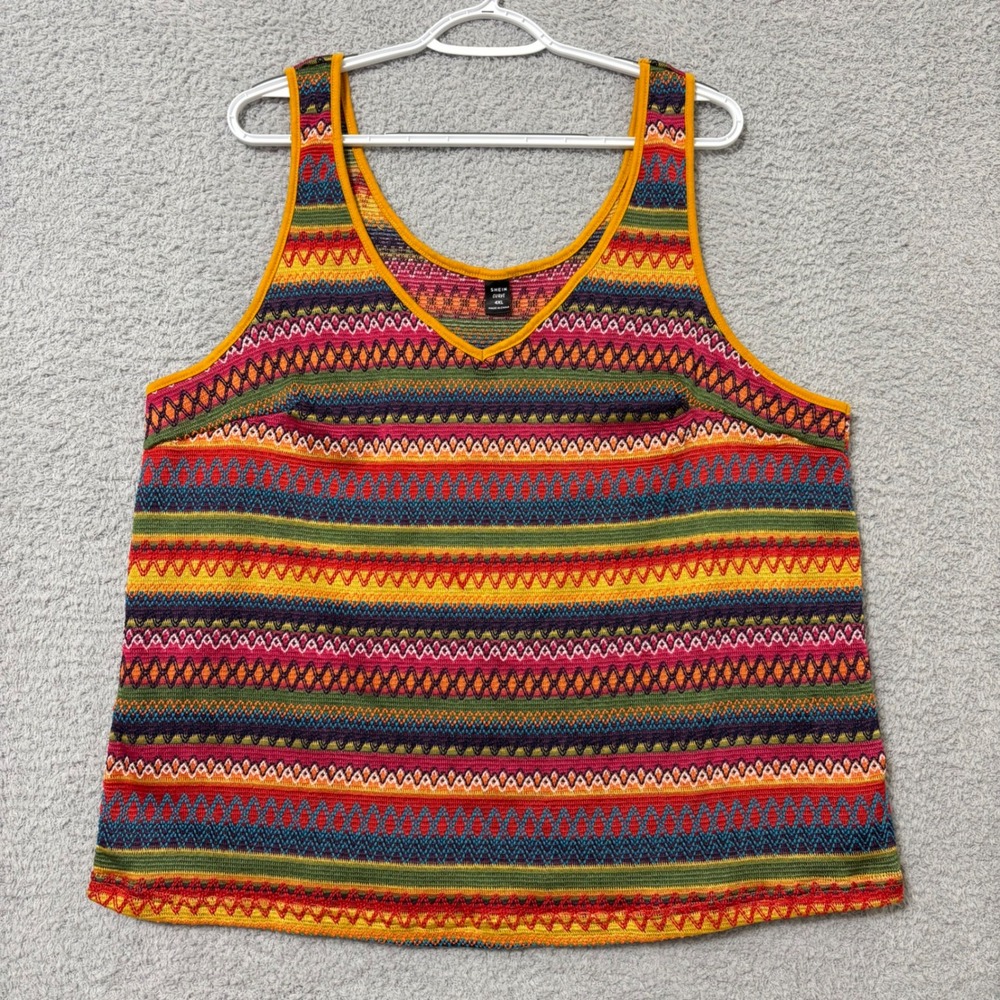 Boho Festival Tank Top Colorful Tribal Print Stretch Camisole 4XL Summer